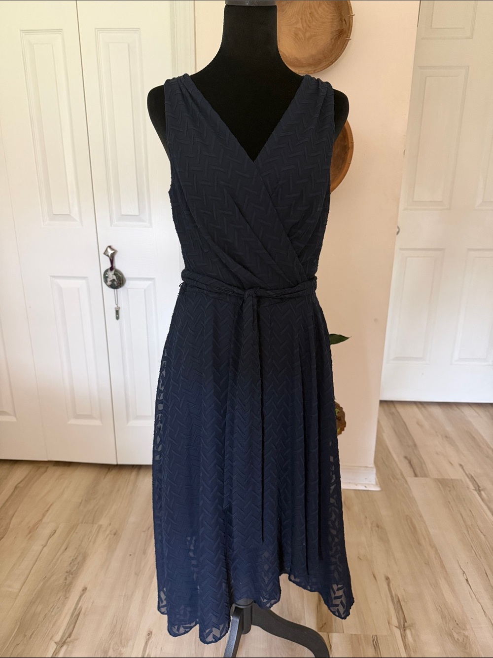 Tommy Hilfiger Navy Sleeveless Wrap-Style Midi Dress